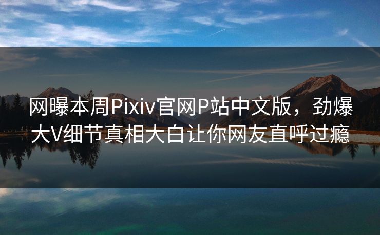 网曝本周Pixiv官网P站中文版，劲爆大V细节真相大白让你网友直呼过瘾