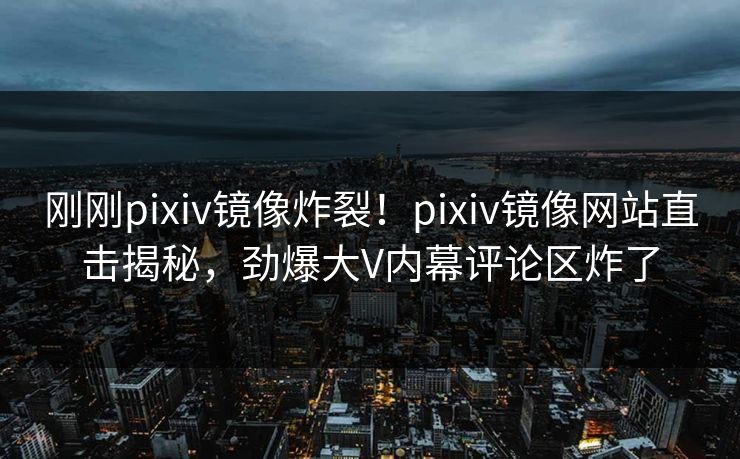 刚刚pixiv镜像炸裂！pixiv镜像网站直击揭秘，劲爆大V内幕评论区炸了