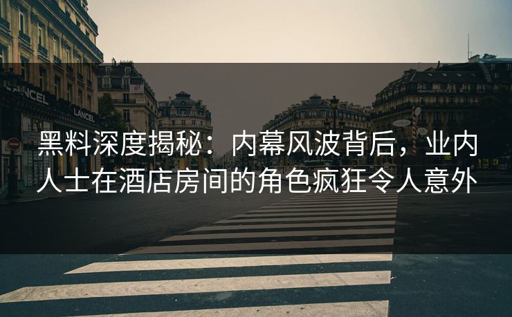 黑料深度揭秘：内幕风波背后，业内人士在酒店房间的角色疯狂令人意外